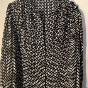 Ann Klein navy and white silk blouse - never worn